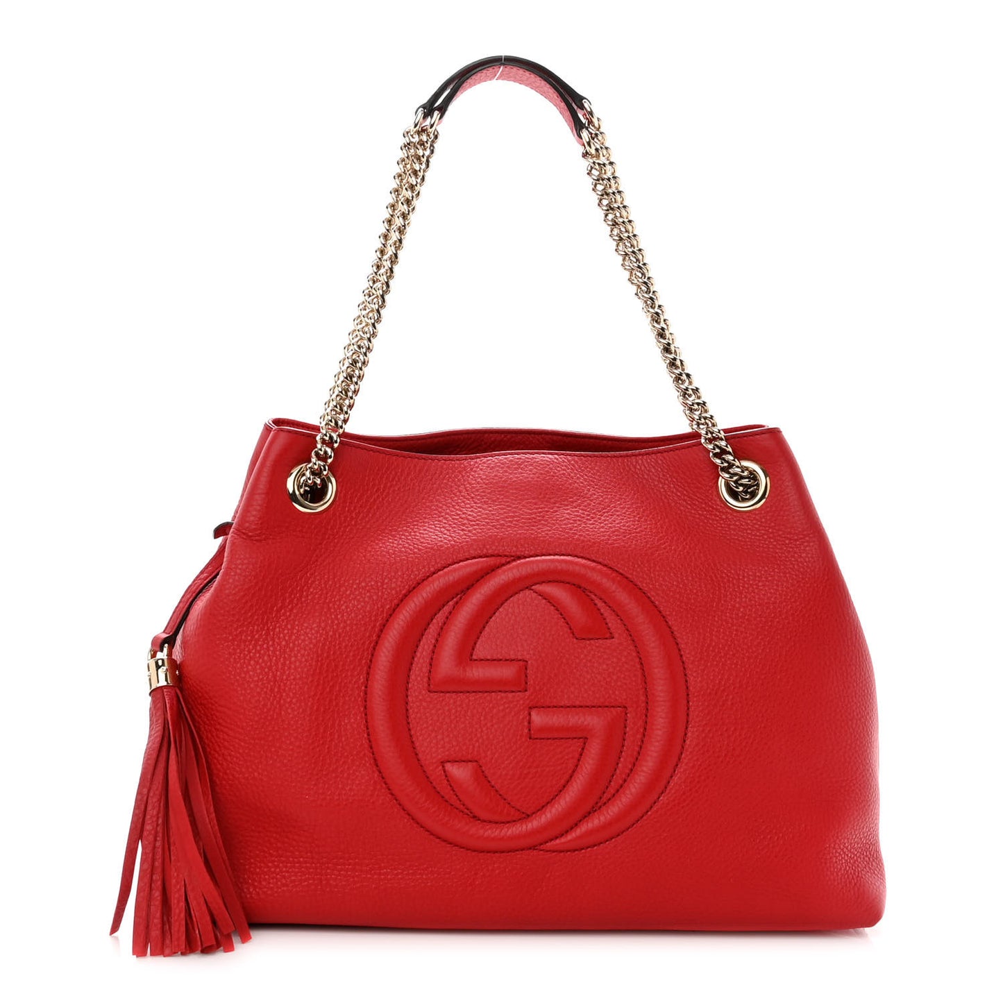 Pebbled Calfskin Medium Soho Chain Shoulder Bag Tabasco Red