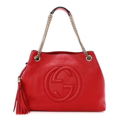 Gucci Pebbled Calfskin Medium Soho Chain Shoulder Bag Tabasco Red 1 of 11