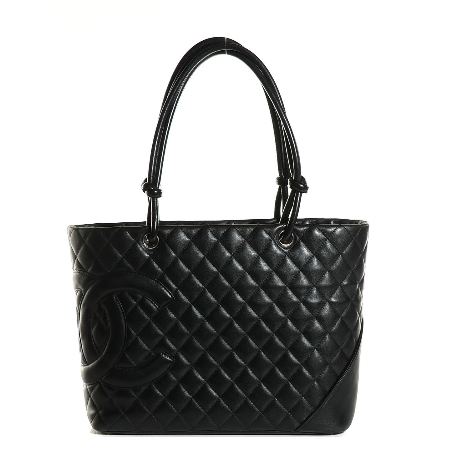 Calfskin Quilted Large Cambon Tote Black