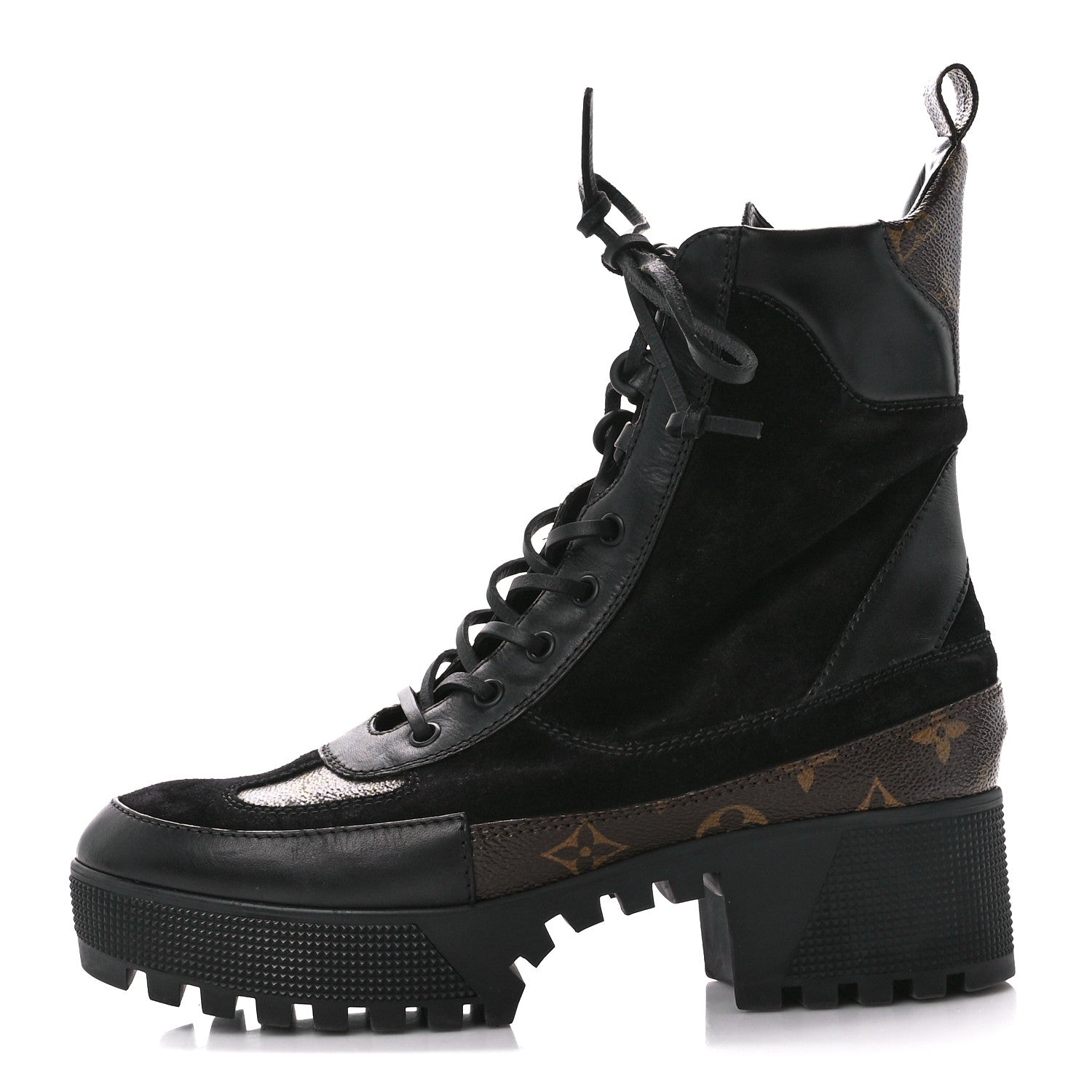 Louis Vuitton Suede Calfskin Monogram Laureate Platform Desert Boots 40 Black 1 of 8