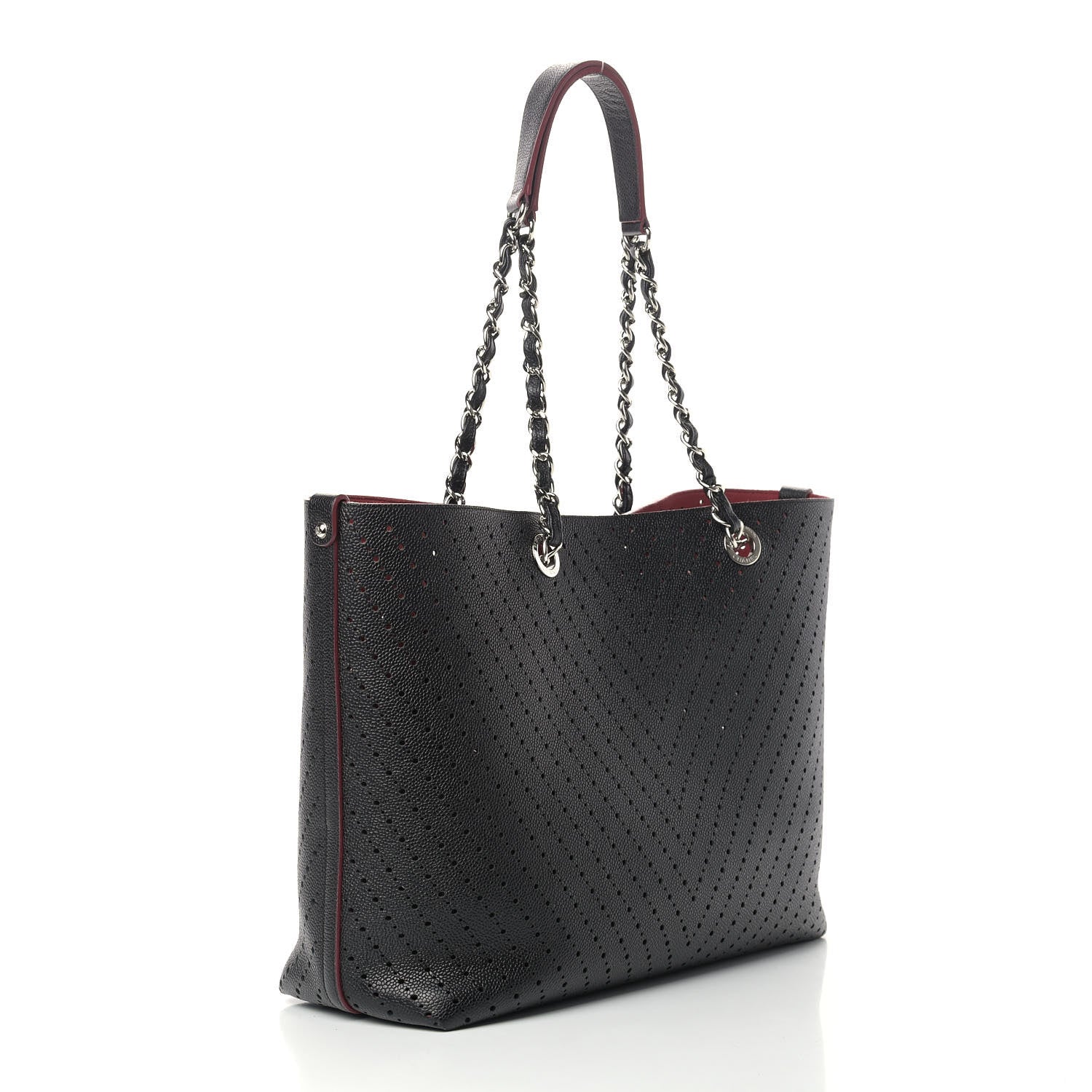Chanel Perforated Grained Calfskin Large Shopping Tote Black 4 of 10
