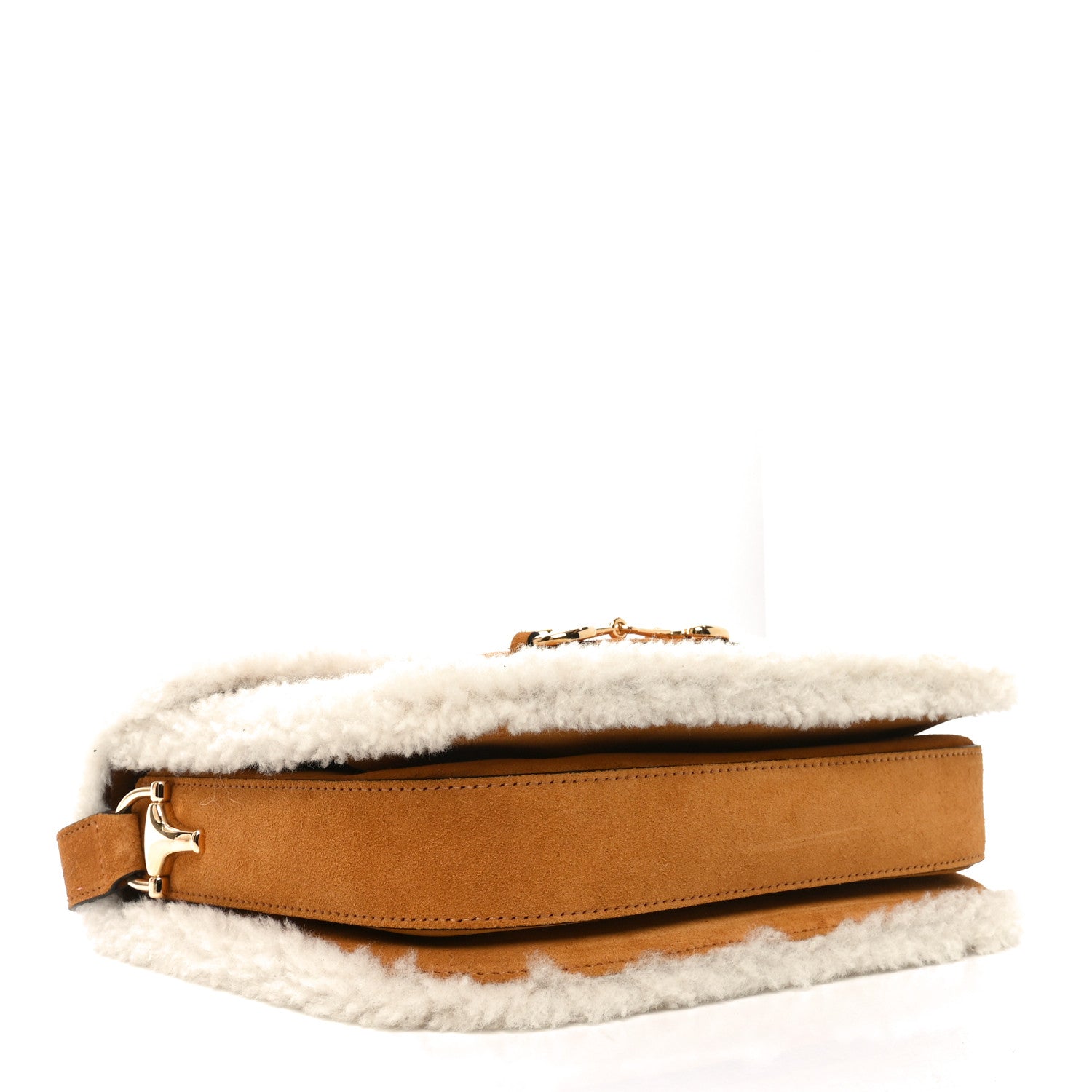 Gucci Suede Shearling Horsebit 1955 Shoulder Bag Brown 4 of 10