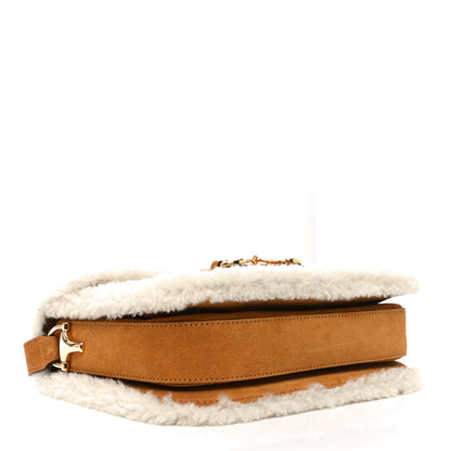 Gucci Suede Shearling Horsebit 1955 Shoulder Bag Brown 4 of 10
