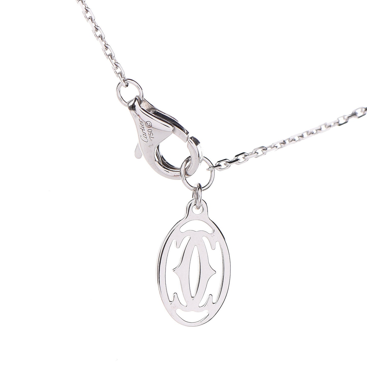 18K White Gold Diamond Symbols Cross Pendant Necklace