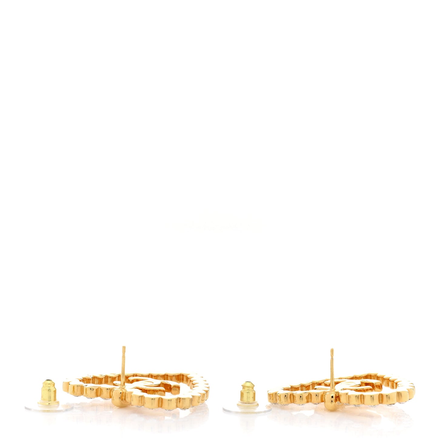 Crystal Heart CC Earrings Gold