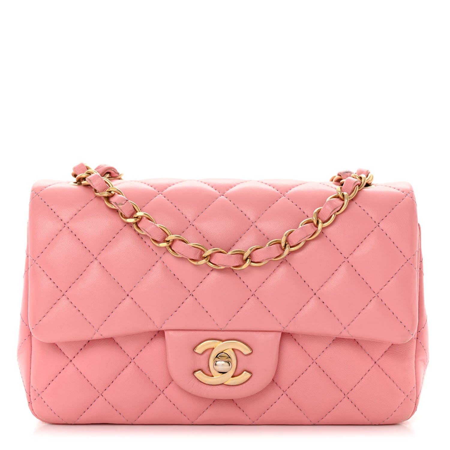Chanel Lambskin Quilted Mini Rectangular Flap Pink 1 of 13