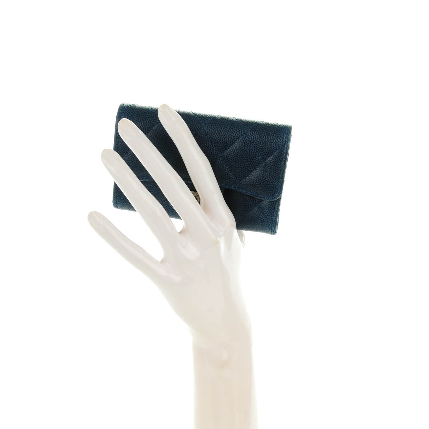 Caviar Quilted Card Holder Blue
