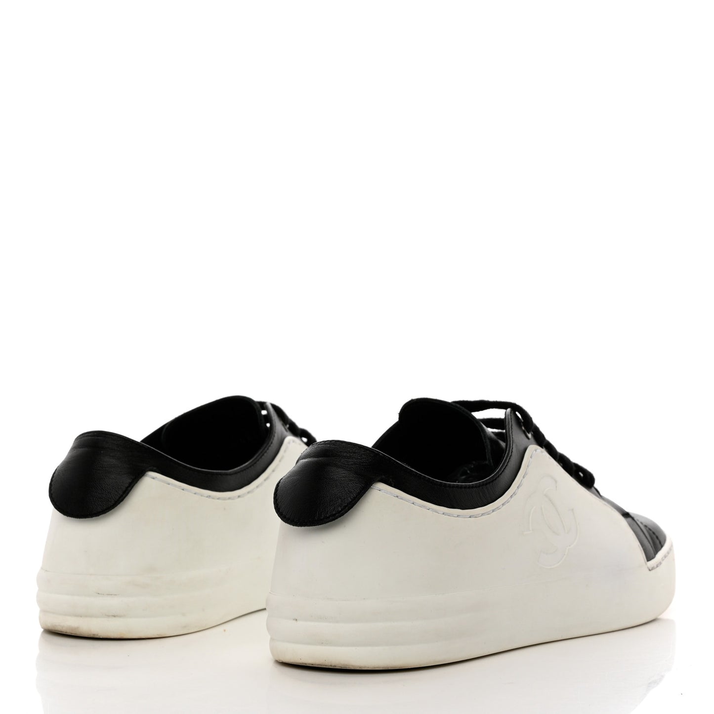 Calfskin Womens CC Sneakers 36 Black White