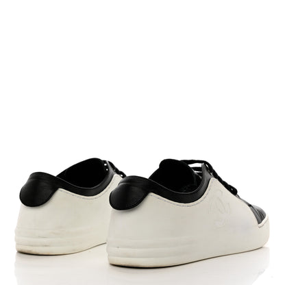 Chanel Calfskin Womens CC Sneakers 36 Black White 4 of 12