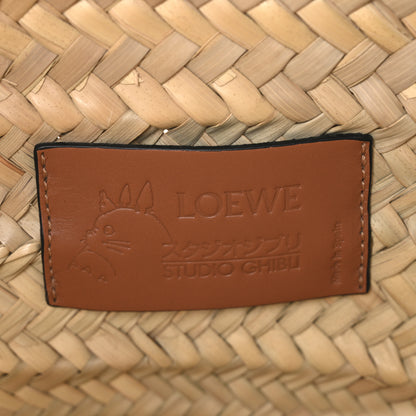 Loewe X MY NEIGHBOR TOTORO Raffia Small Dust Bunnies Basket Tote Bag Black Tan 6 of 10