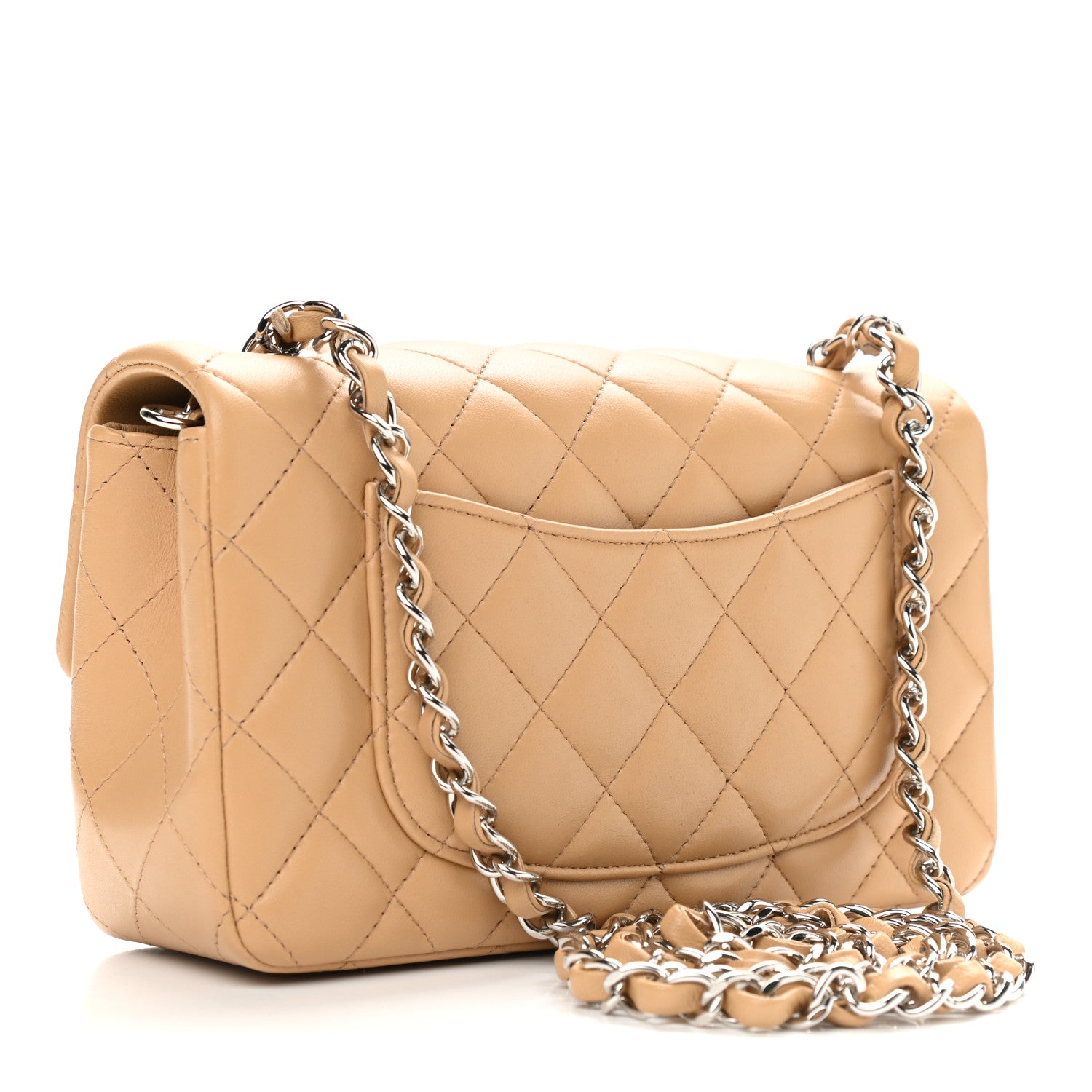Chanel Lambskin Quilted Mini Rectangular Flap Beige 4 of 10
