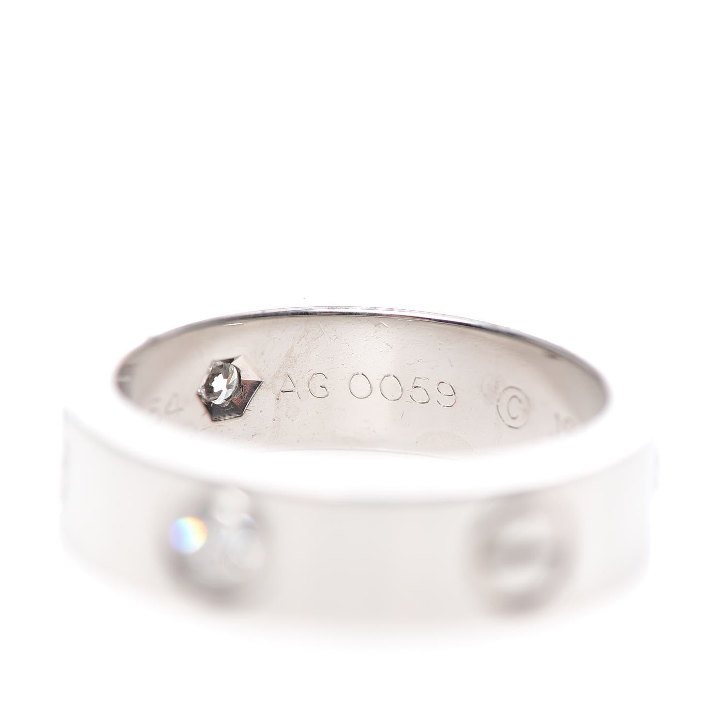 Cartier 18K White Gold 3 Diamond 5.5mm LOVE Ring 54 7 6 of 8