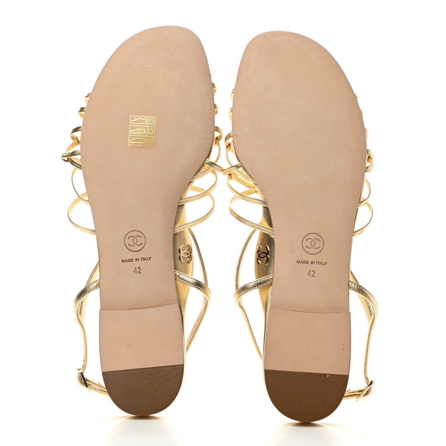 Chanel Laminated Lambskin CC Sandals 42 Gold 5 of 8