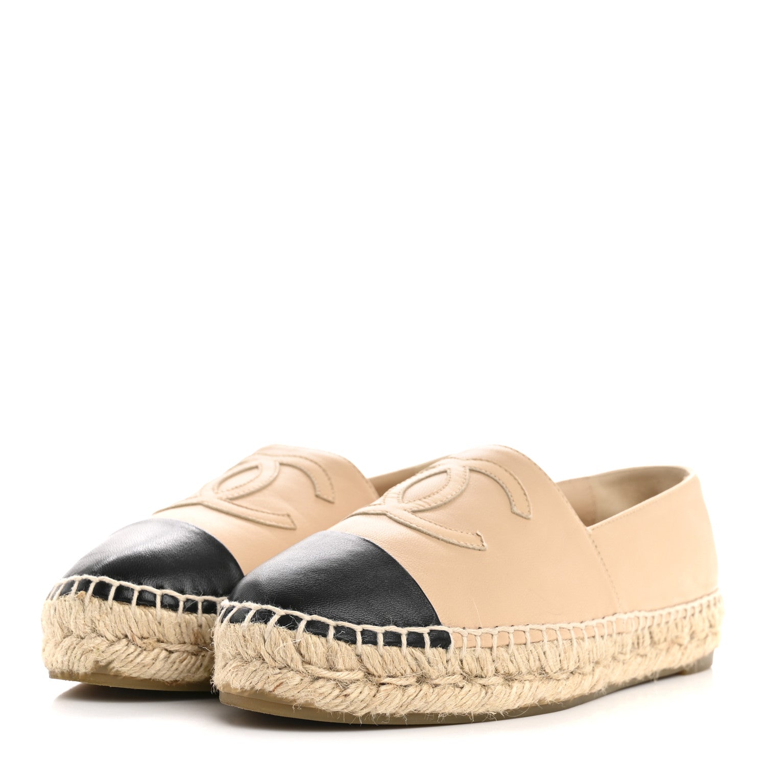 Chanel Lambskin CC Espadrilles 36 Beige Black 4 of 13