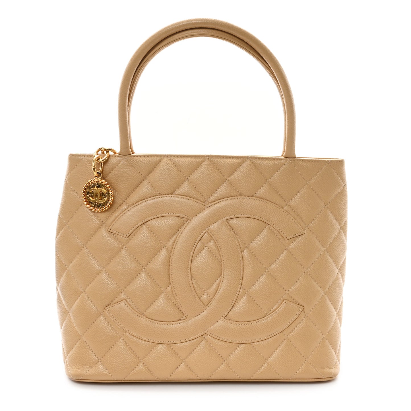 Caviar Quilted Medallion Tote Beige