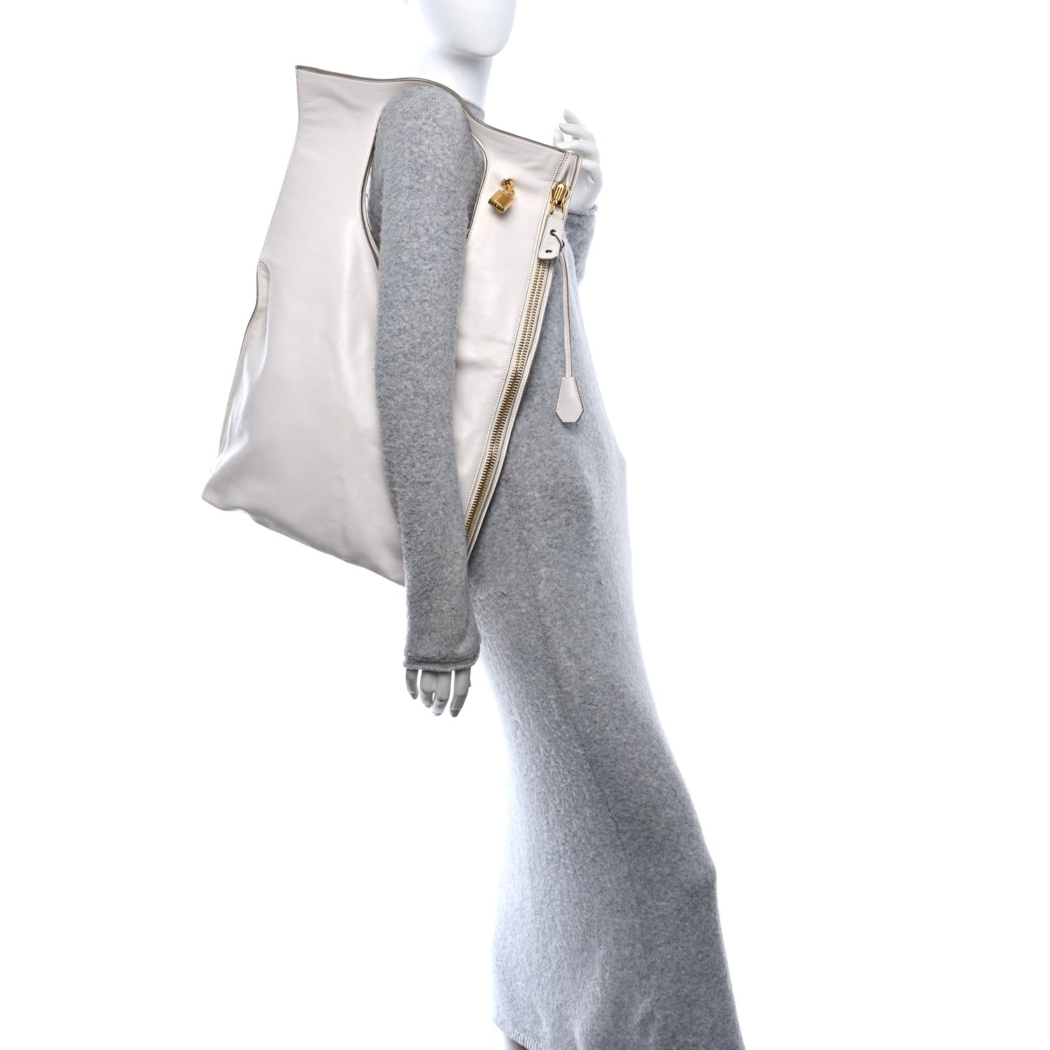 Tom Ford Ramskin Large Alix Padlock Zip Shoulder Bag White 2 of 11