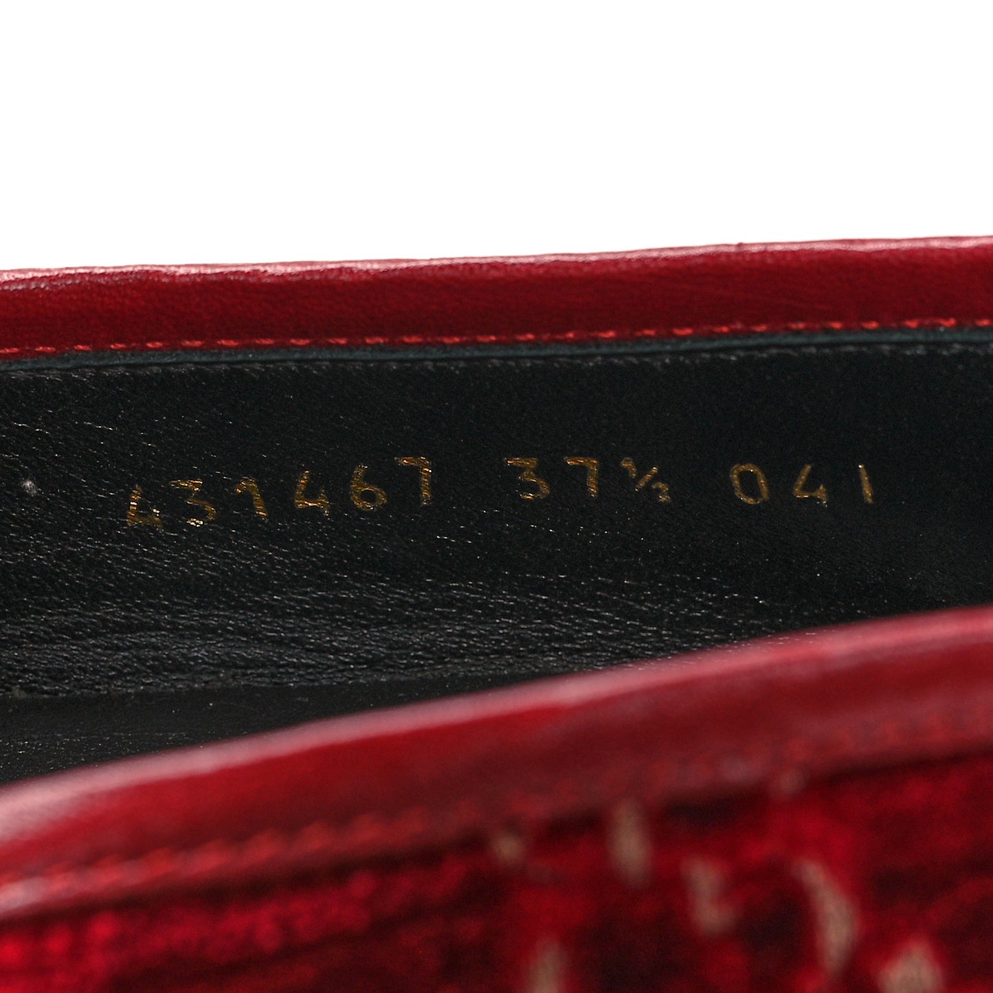 Velvet GG Monogram Horsebit Womens Jordaan Loafers 37.5 Red Cipria