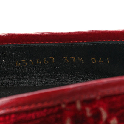 Gucci Velvet GG Monogram Horsebit Womens Jordaan Loafers 37.5 Red Cipria 6 of 8