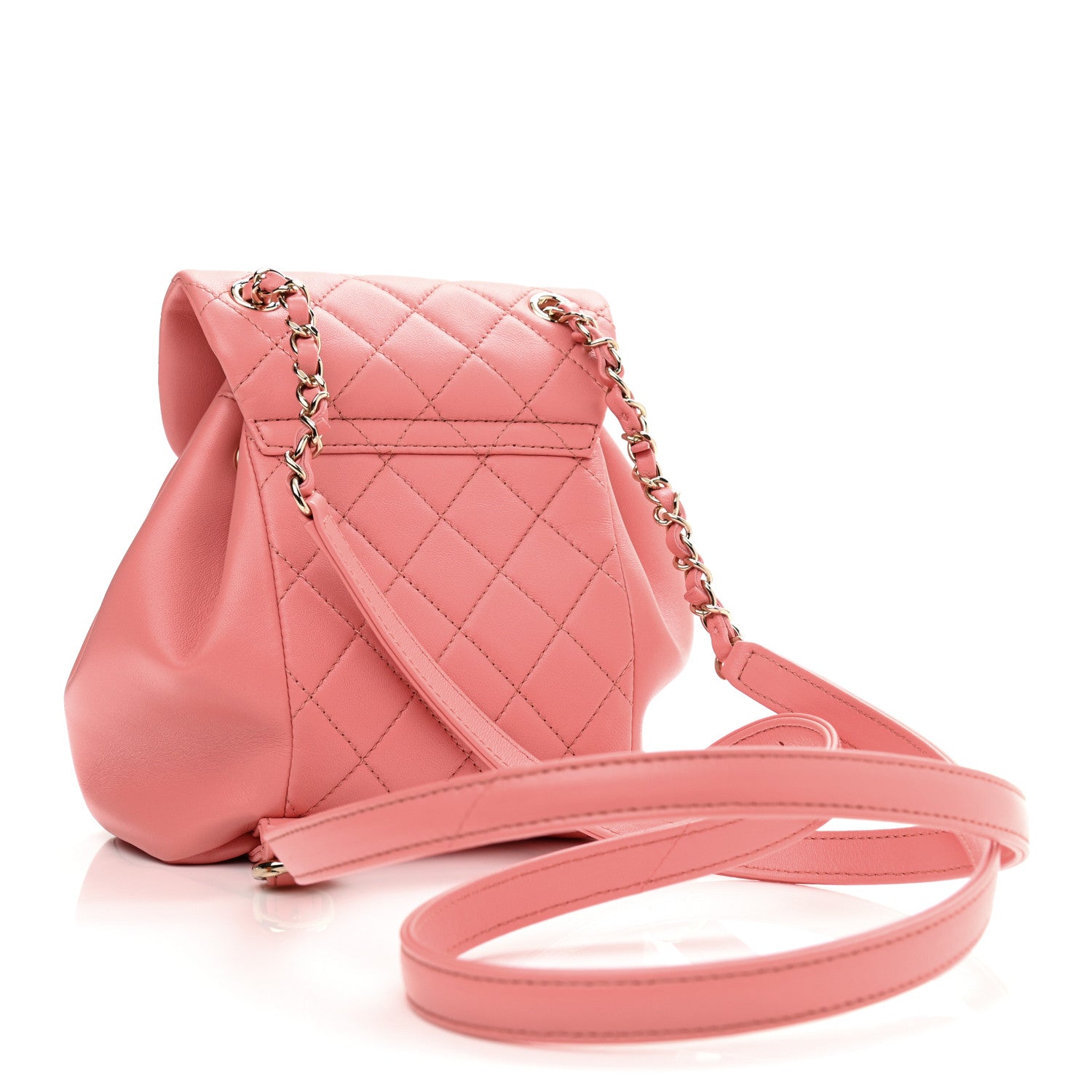 Chanel Lambskin Quilted Small Duma Drawstring Backpack Pink 3 of 11