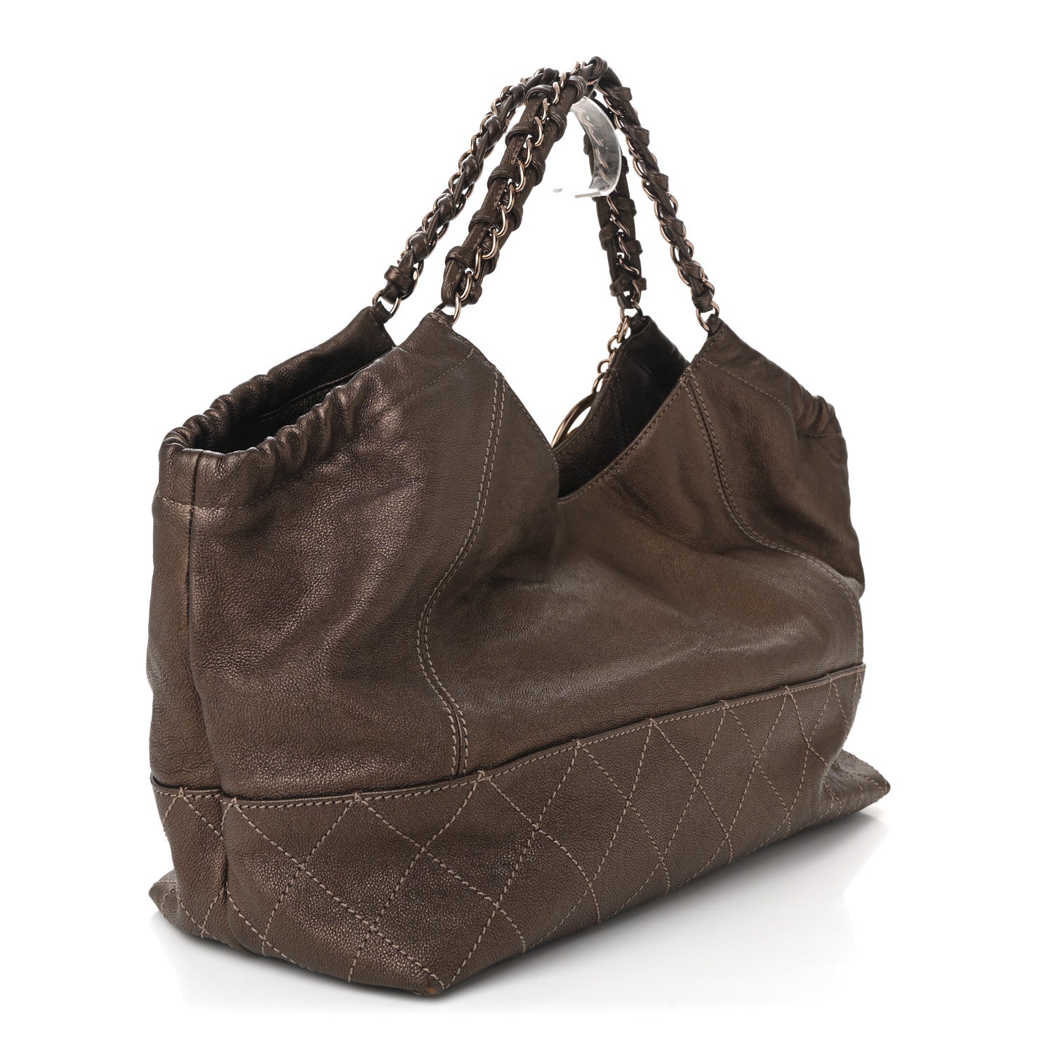 Chanel Metallic Calfskin Baby Coco Cabas Khaki 3 of 10
