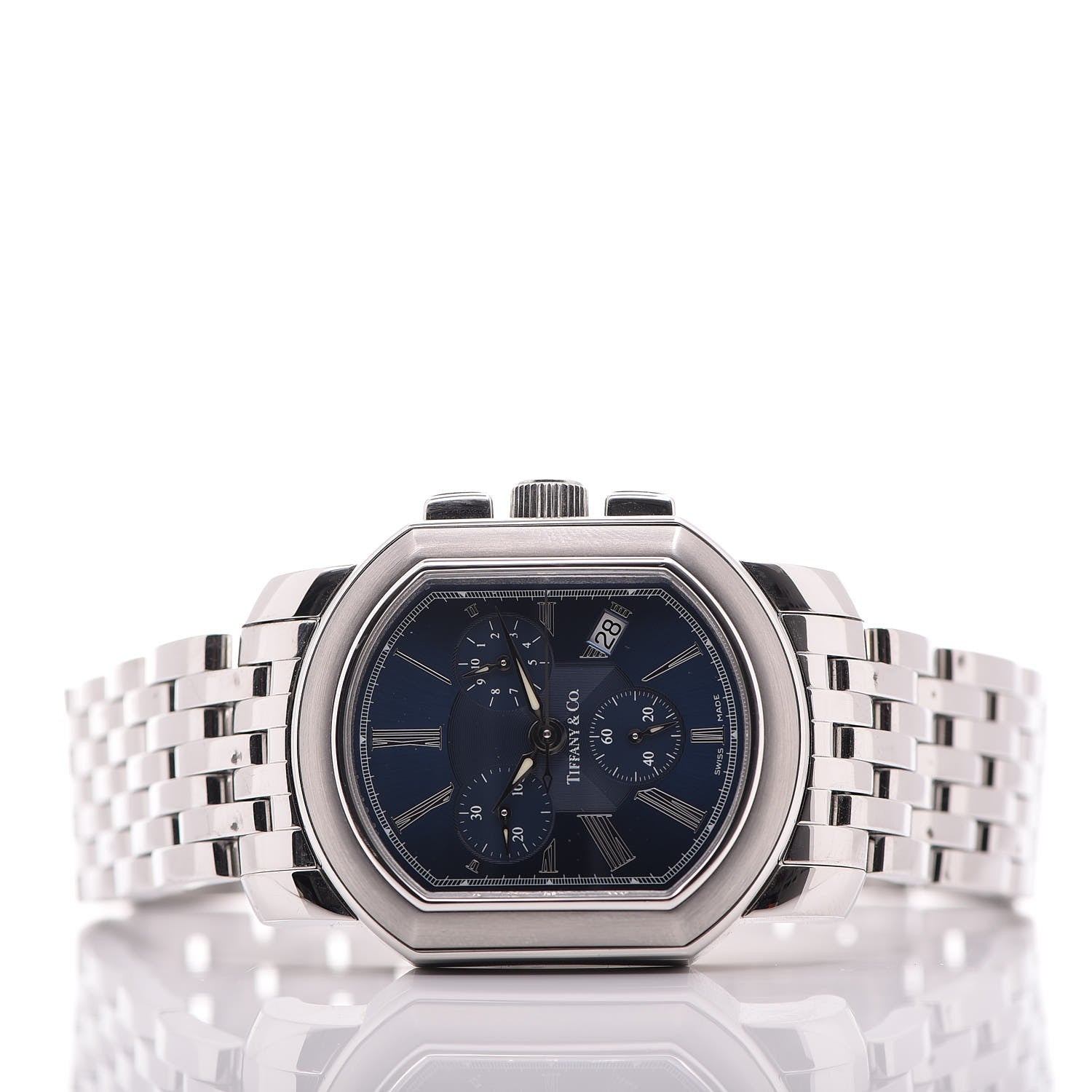 Tiffany Stainless Steel 33mm Mark Coupe Resonator Chronograph Quartz Watch Blue 3 of 6