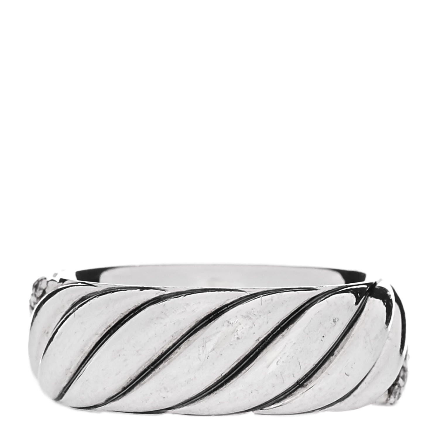 David Yurman Sterling Silver Diamond 7.5mm Cable Sculpt Ring 53 6.5 3 of 6