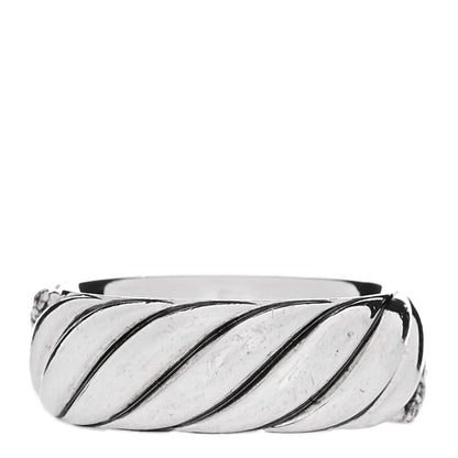 David Yurman Sterling Silver Diamond 7.5mm Cable Sculpt Ring 53 6.5 3 of 6