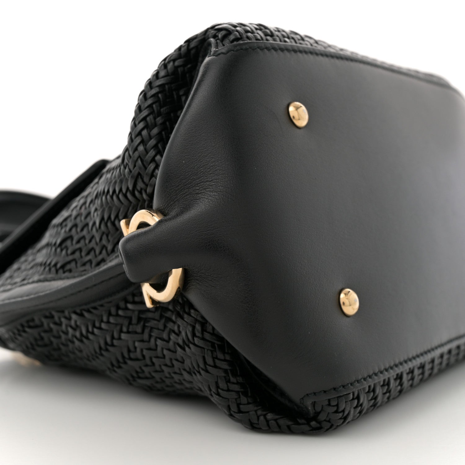 Salvatore Ferragamo Woven Nappa Sofia Satchel Black 9 of 11