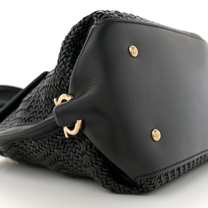 Salvatore Ferragamo Woven Nappa Sofia Satchel Black 9 of 11
