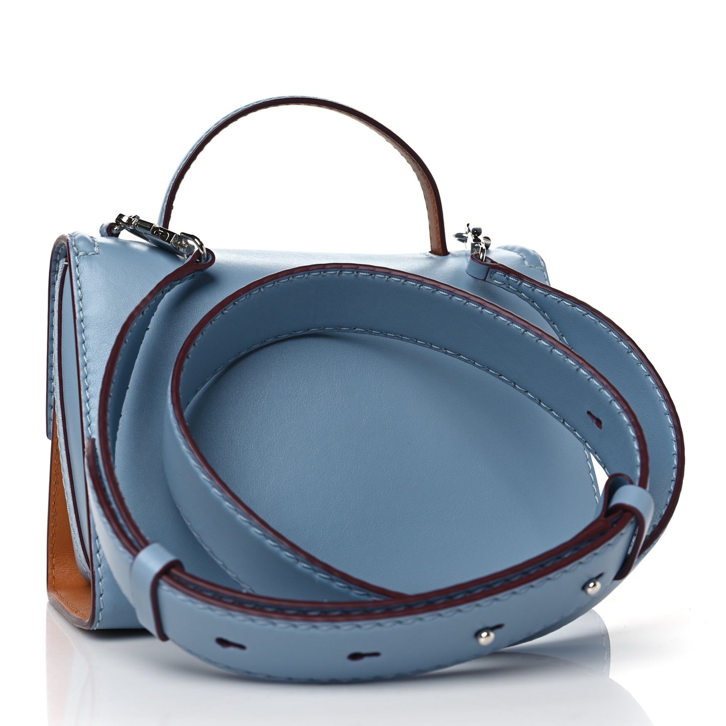 Calfskin The Small Story Bag Blue Brown