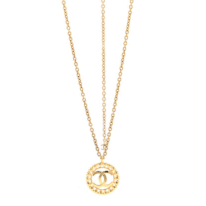 Chanel Metal CC Heart Medallion Chain Pendant Necklace Gold 1 of 6