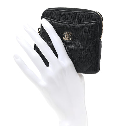 Chanel Caviar Quilted Zip Card Holder Wallet Black 2 of 7