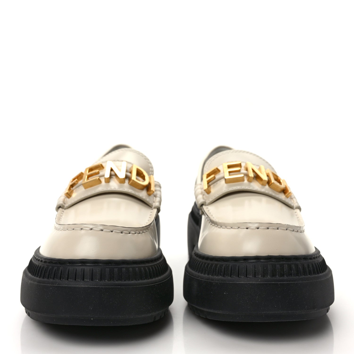 Fendi Vitello Abrasivato Fendigraphy 50mm Loafers 38.5 Blanco Babe 2 of 11
