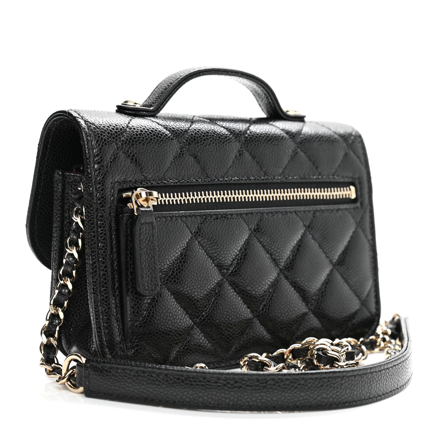 Caviar Quilted Business Affinity Clutch With Chain Black