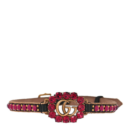 Gucci Calfskin Crystal Embellished Double G Choker Necklace Red 1 of 4