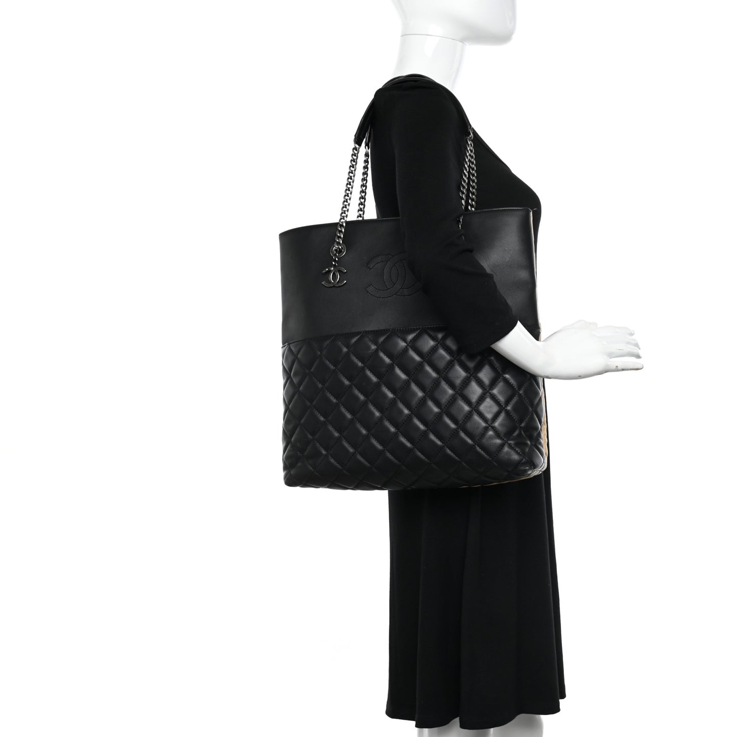 Caviar Quilted Urban Delight Tote Black Beige