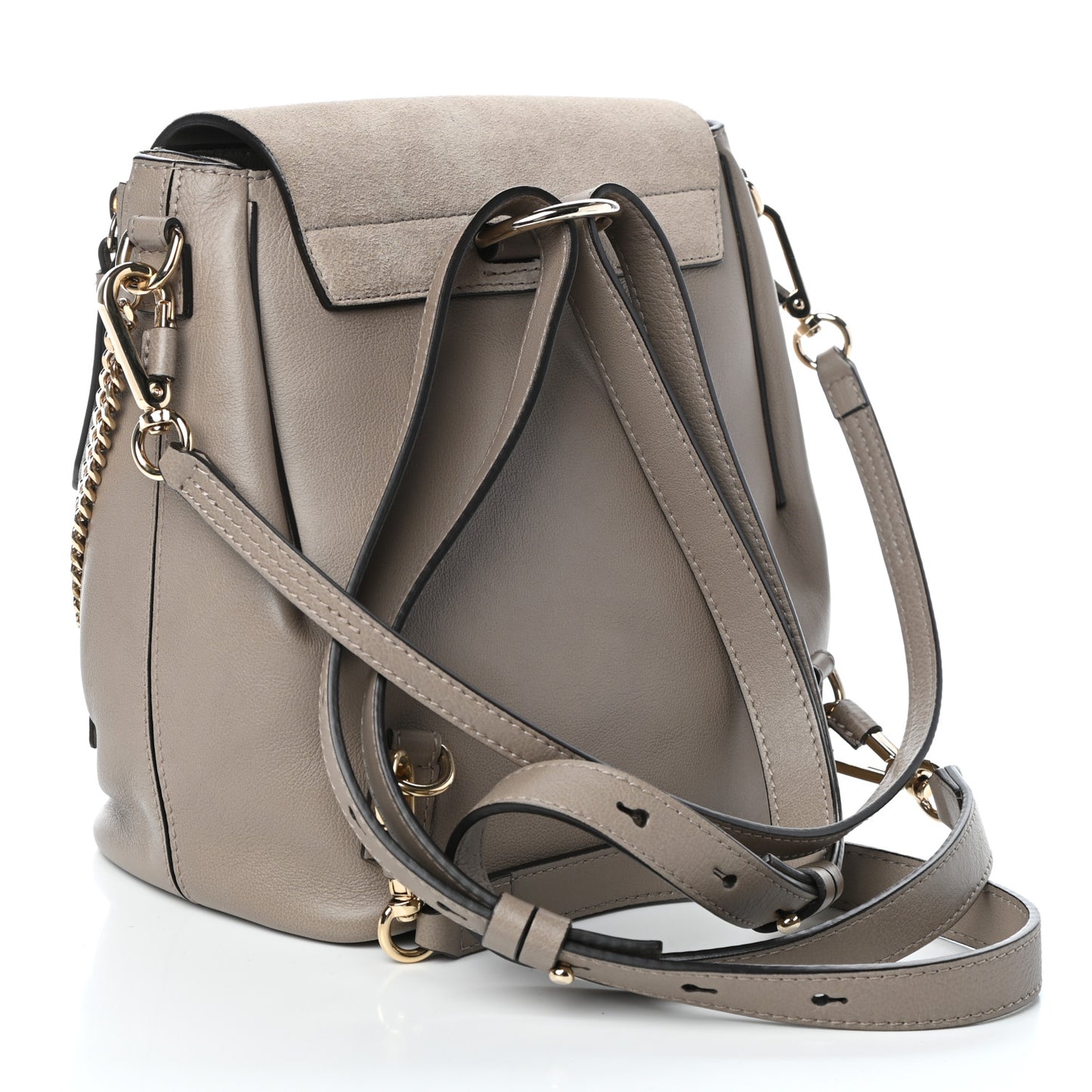 Suede Calfskin Small Faye Backpack Motty Grey