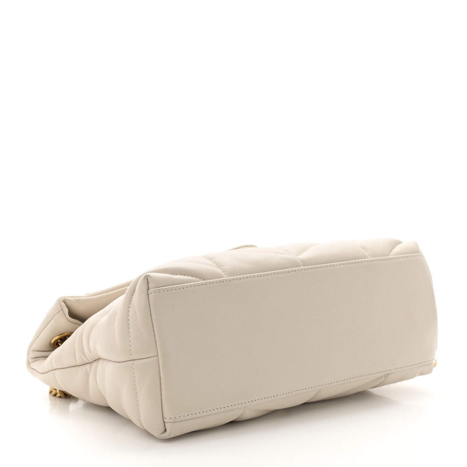 Saint Laurent Lambskin Quilted Small Loulou Puffer Monogram Chain Satchel Blanc Vintage 4 of 11