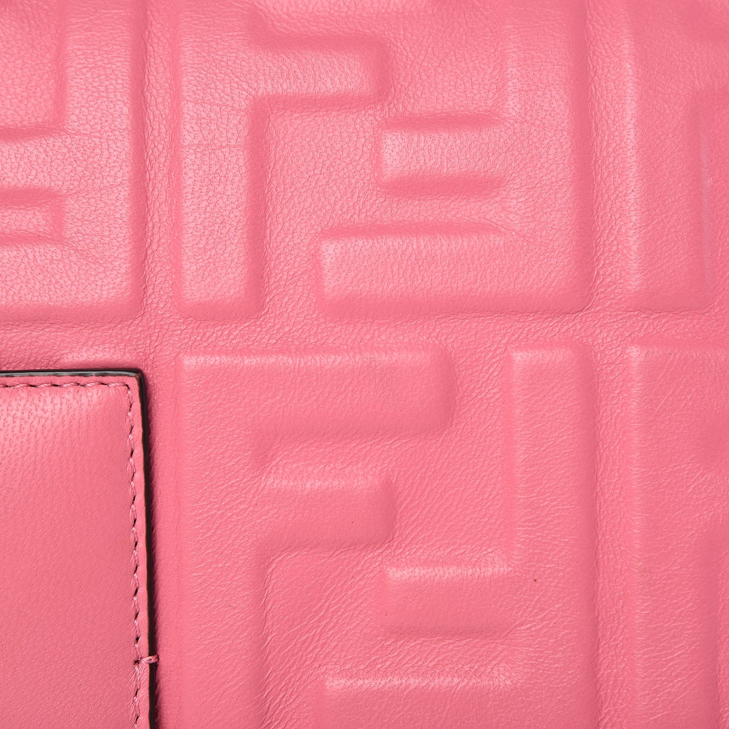Fendi Nappa FF 1974 Embossed Large Baguette Rosa Fluo 10 of 11