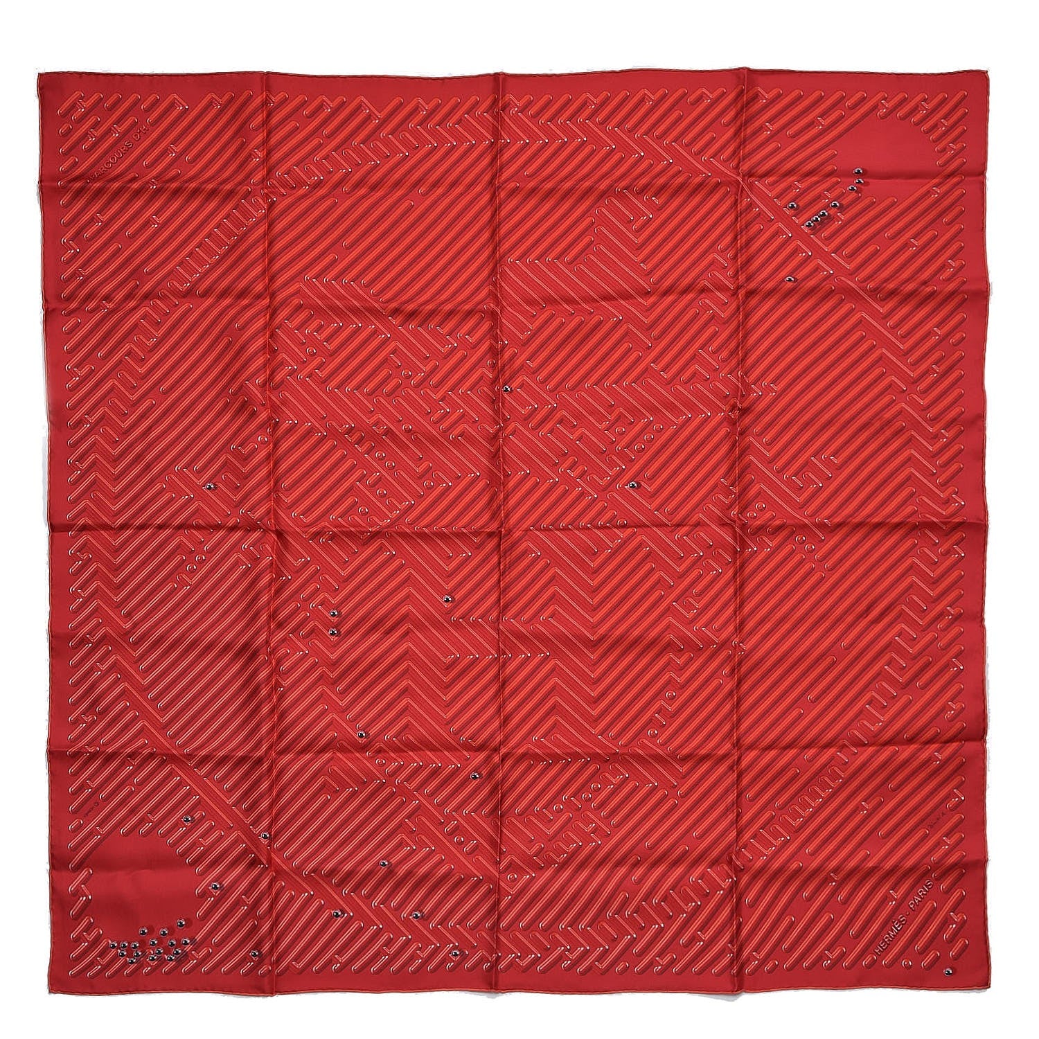 Hermes Silk Parcours D'H Scarf 90 Rouge Corail Capucine 1 of 6