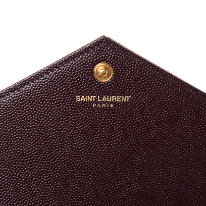 Saint Laurent Grain De Poudre Matelasse Chevron Monogram Envelope Chain Wallet Amaranto 8 of 10