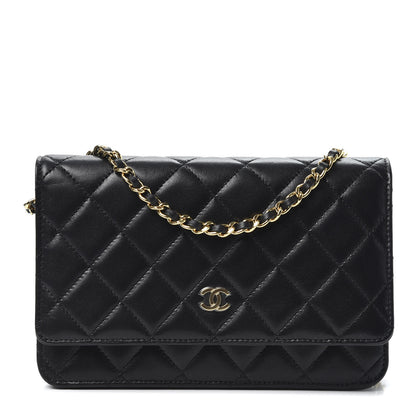Chanel Lambskin Quilted Wallet On Chain WOC Black 1 of 11