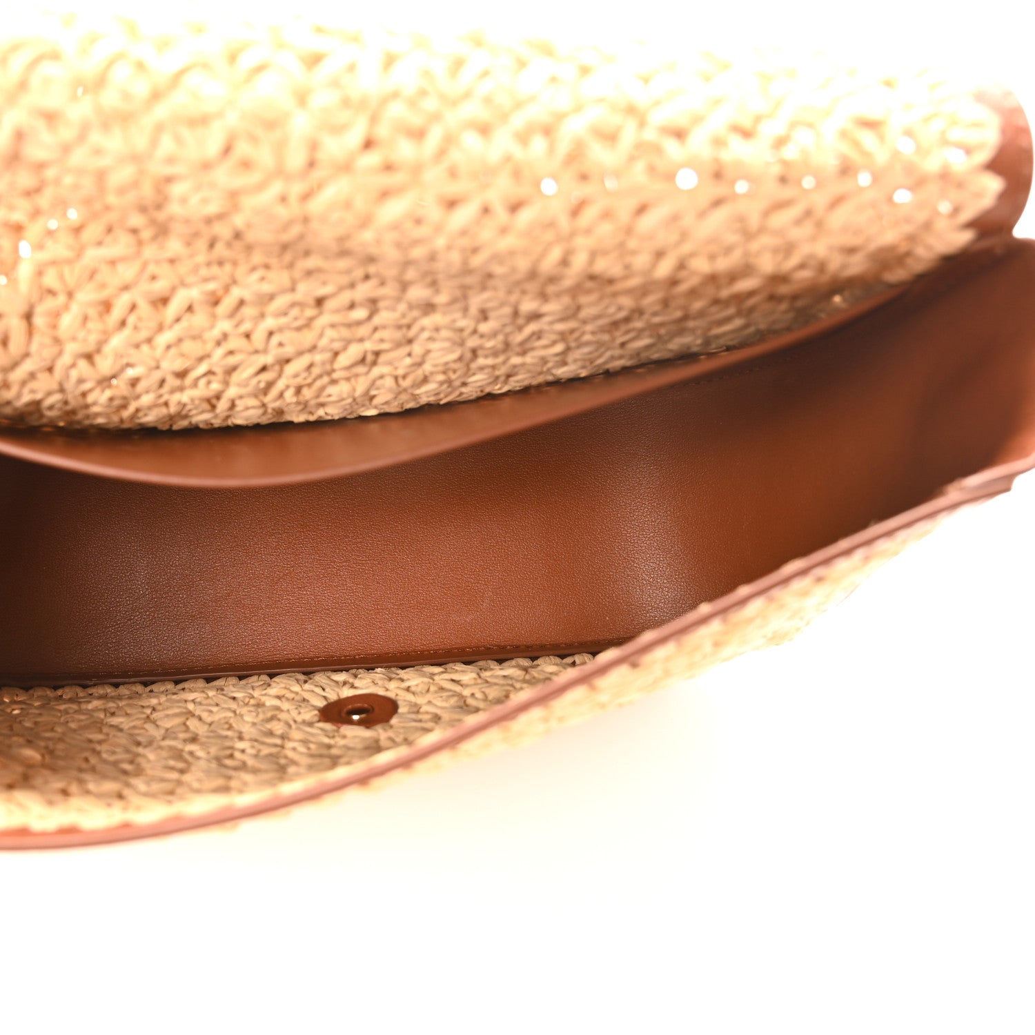 Valentino Garavani Raffia Calfskin Vlogo Alltime Shoulder Bag Natural Saddle Brown 5 of 9