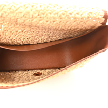 Valentino Garavani Raffia Calfskin Vlogo Alltime Shoulder Bag Natural Saddle Brown 5 of 9