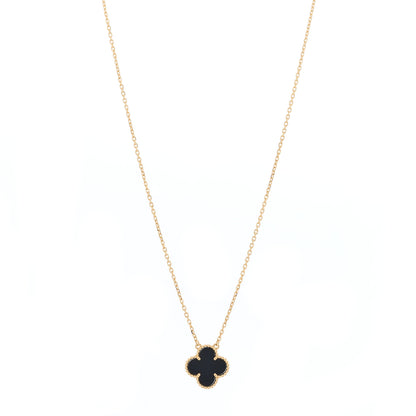 Van Cleef & Arpels 18K Yellow Gold Black Onyx Vintage Alhambra Pendant Necklace 1 of 4