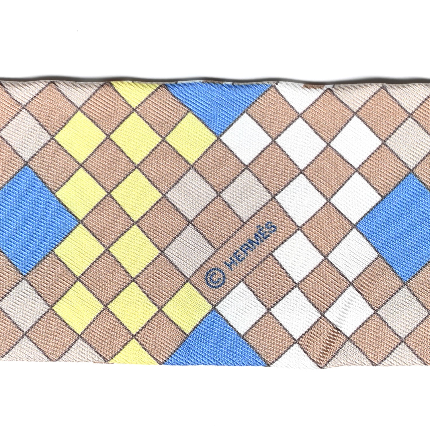 Hermes Silk Colliers De Chiens Remix Twilly Mastic Bleu Jaune 3 of 4