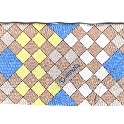 Hermes Silk Colliers De Chiens Remix Twilly Mastic Bleu Jaune 3 of 4