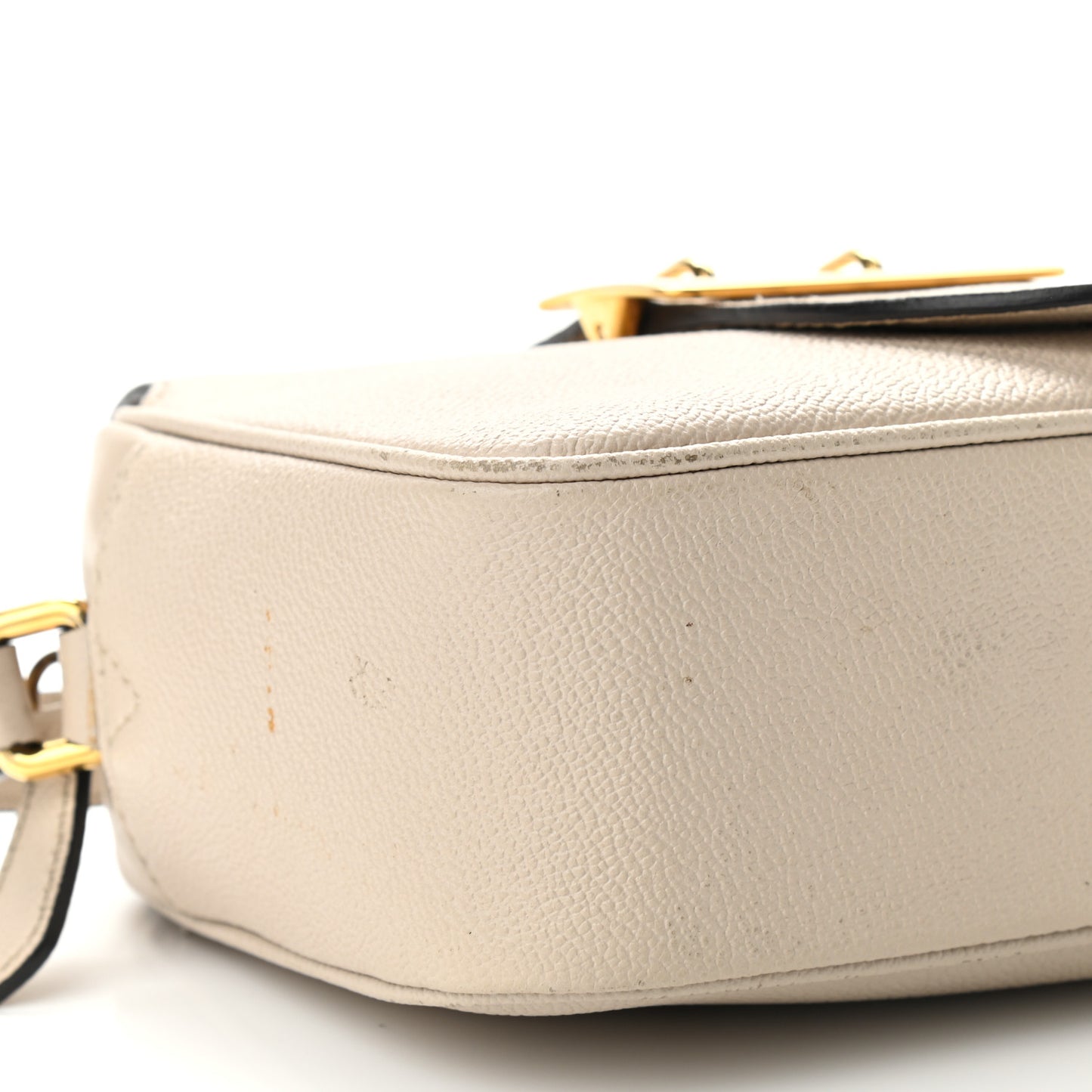 Soft Grain Calfskin Small Buckle Zip Bag Limestone
