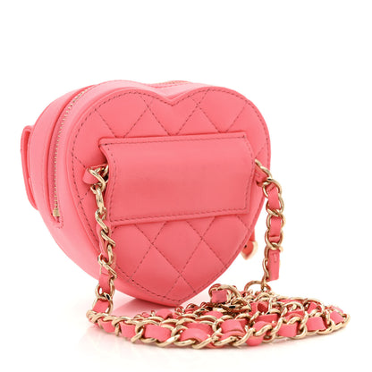 Chanel Lambskin Quilted CC In Love Heart Waist Belt Bag With Chain Pink 3 of 13
