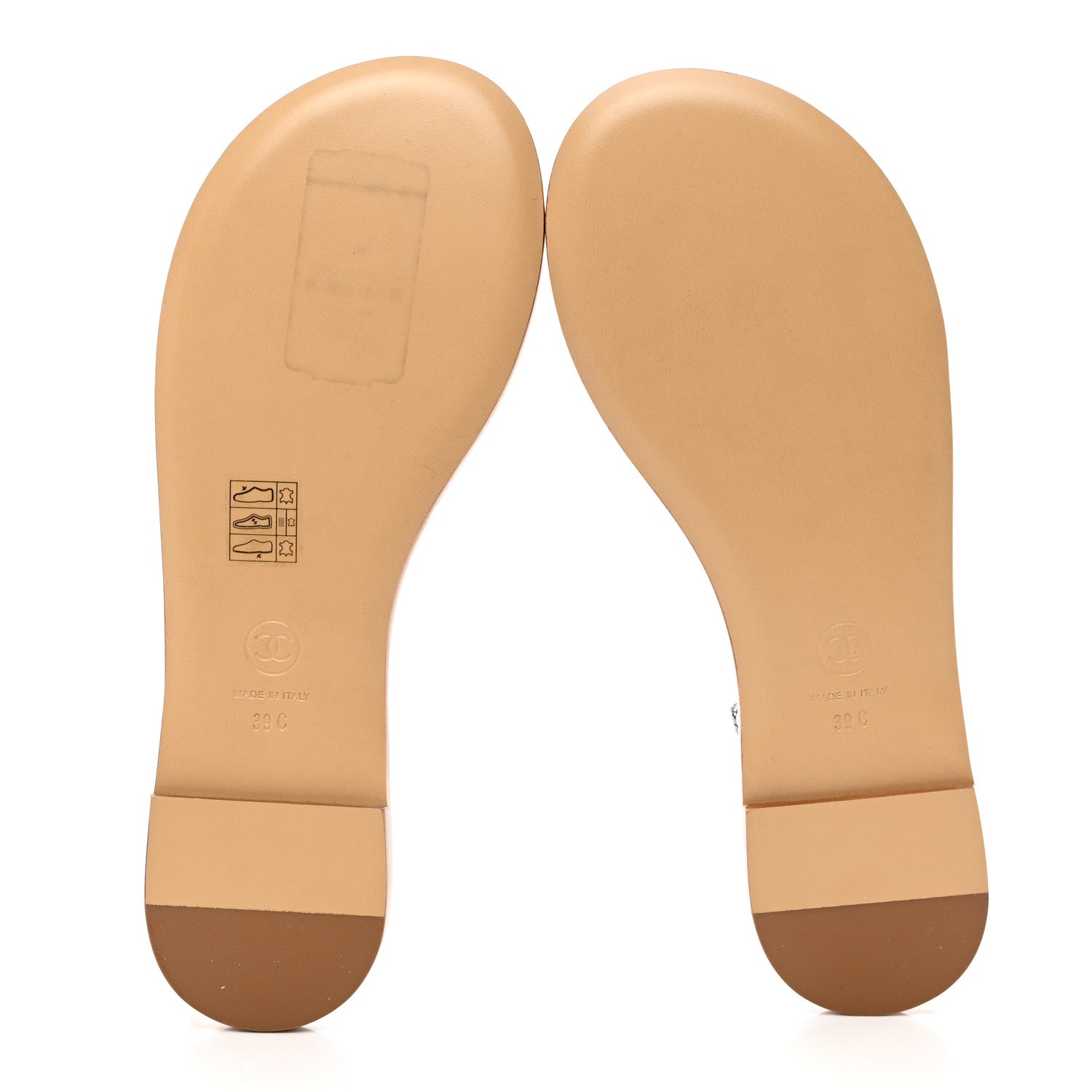 Chanel Fantasy Goatskin Suede CC Chain Thong Sandals 39 Silver Ivory 5 of 9